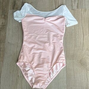 Pink and White Mariia Short Sleeve Leotard